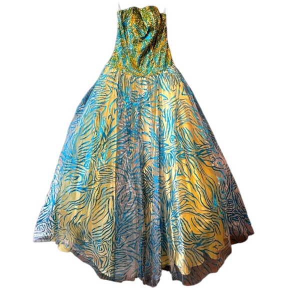 GORGEOUS LIME BLING FLAIR PROM STRAPLESS FORMAL DRESS BY HOUSE OF WU